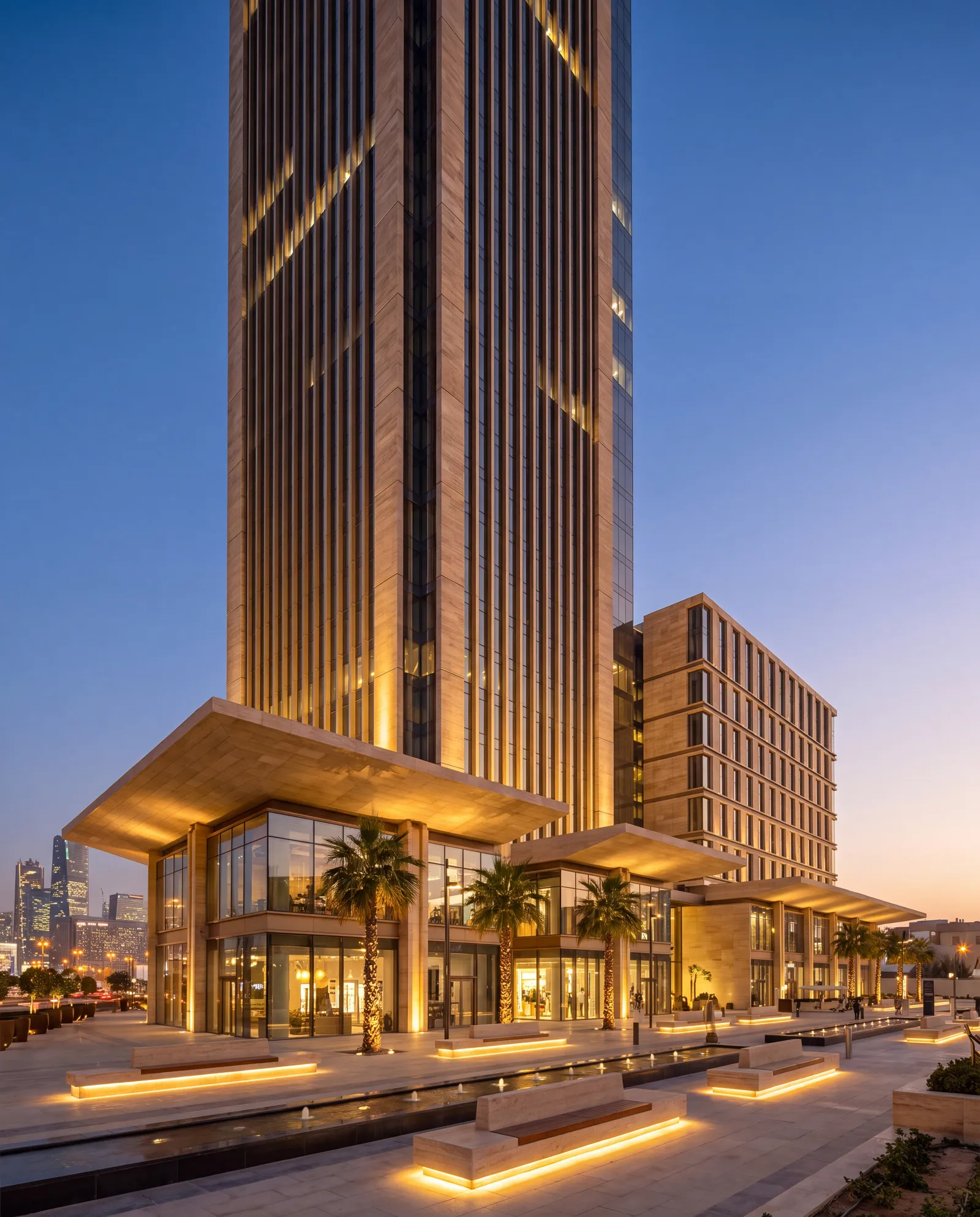 Mixed-use tower with a sculpted façade